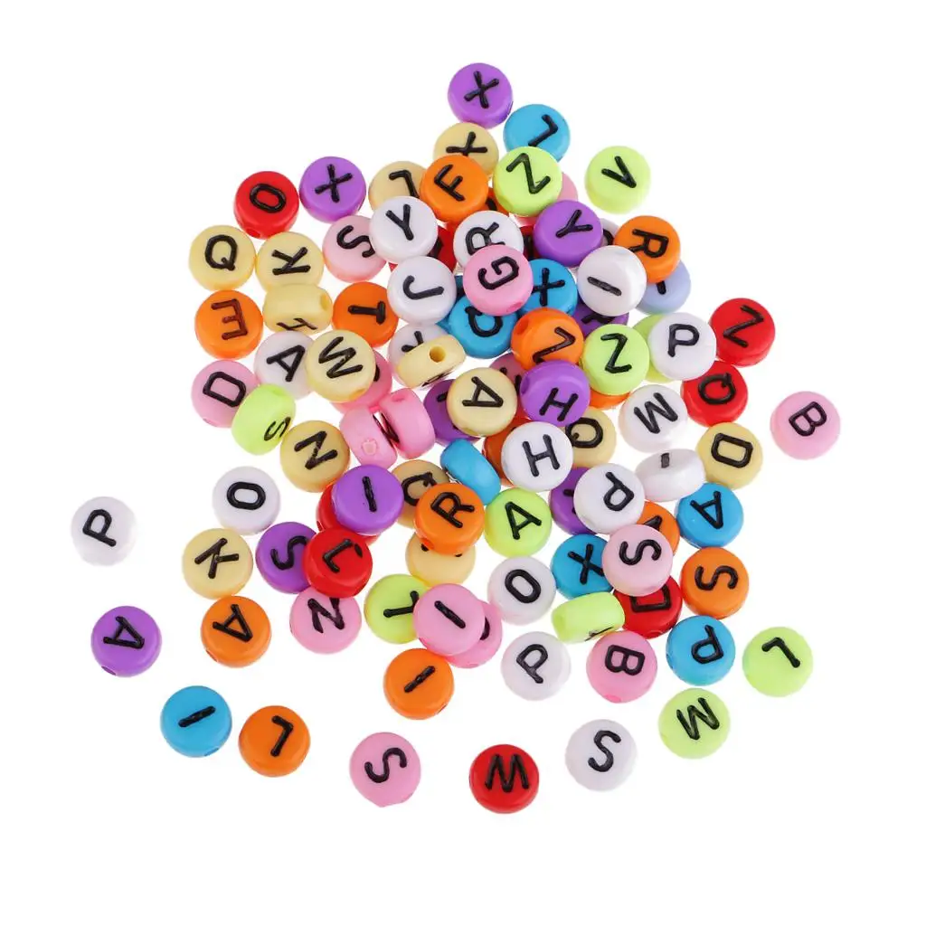 100 Pcs 8mm Colorful Resin Alphabet Letter A-Z Round Beads for Jewelry Making, Bracelets, Necklaces, Key Chains and Jewelry