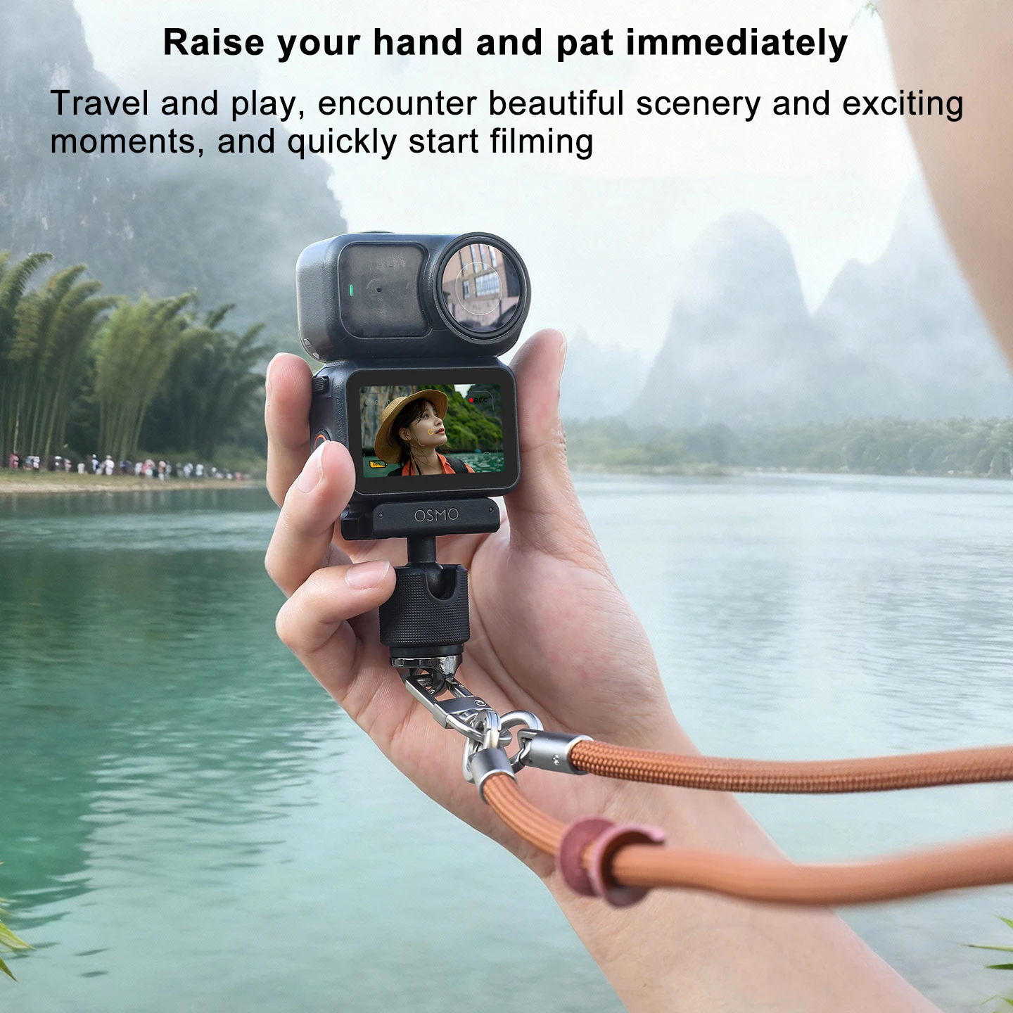 Câmera pescoço corda para dji osmo nano polegar câmera esportiva liberação rápida diagonal cruzando corda de segurança preto marrom
