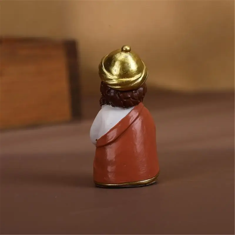 E8BD Christmas Cartoon Nativity Scene Miniature Figurines Set Resin Manger Scene Statues Ornaments for Home Decoration