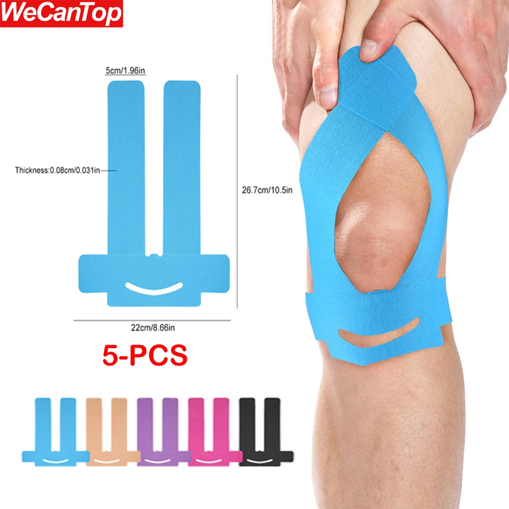 

5PCS Kinesiology Tape for Knees - Precut Waterproof Support for Knee Pain Relief & Muscle Support (5 Colors, Latex-Free)