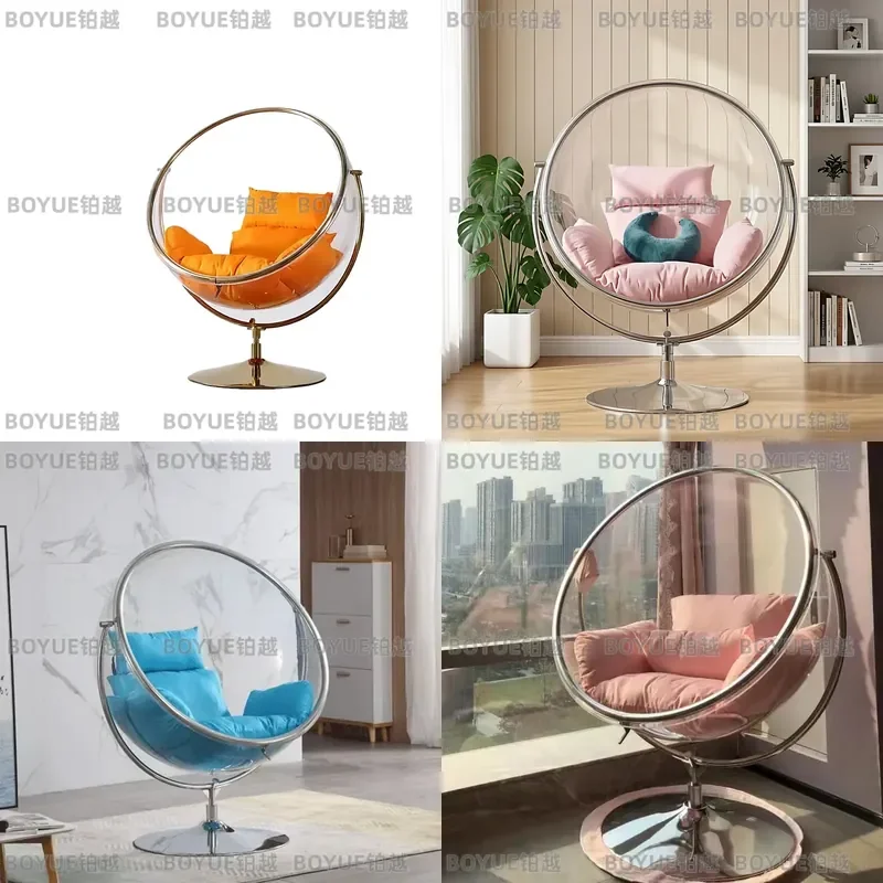 Nordic Acrylic Bubble Hanging Chair Indoor Outdoor Balcony Swing Seat Transparent Leisure Pod for Home Garden Patio