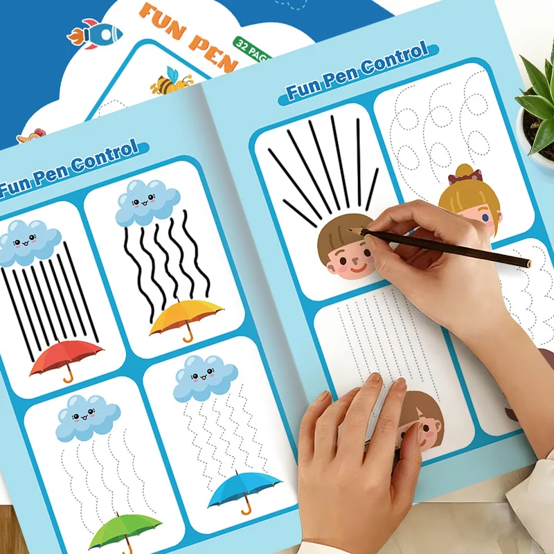 Fun Sketching Practice Book, Whole Brain Development Connection, Pen Control Training Book, 32 Pages, Learning & Education