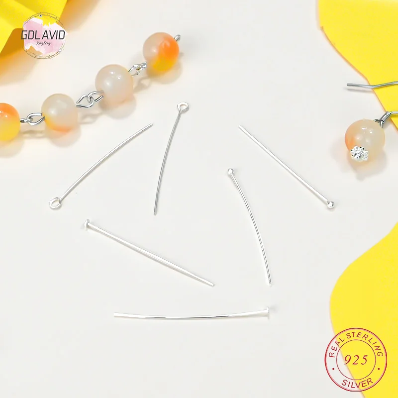 25mm 30mm 40mm 925 Sterling Silver szpilki z główką kulkową i igły do kolczyków Making Flat Head spinki biżuteria ustalenia 10 sztuk/paczka