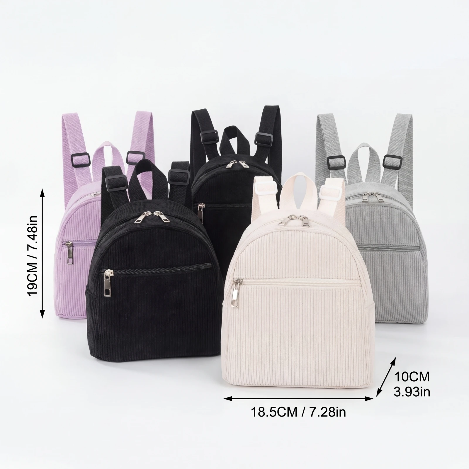 Women Corduroy Mini Backpack Casual Versatile Small Shoulder Bag Lightweight Portable Student Daily Outdoor Travel Bag