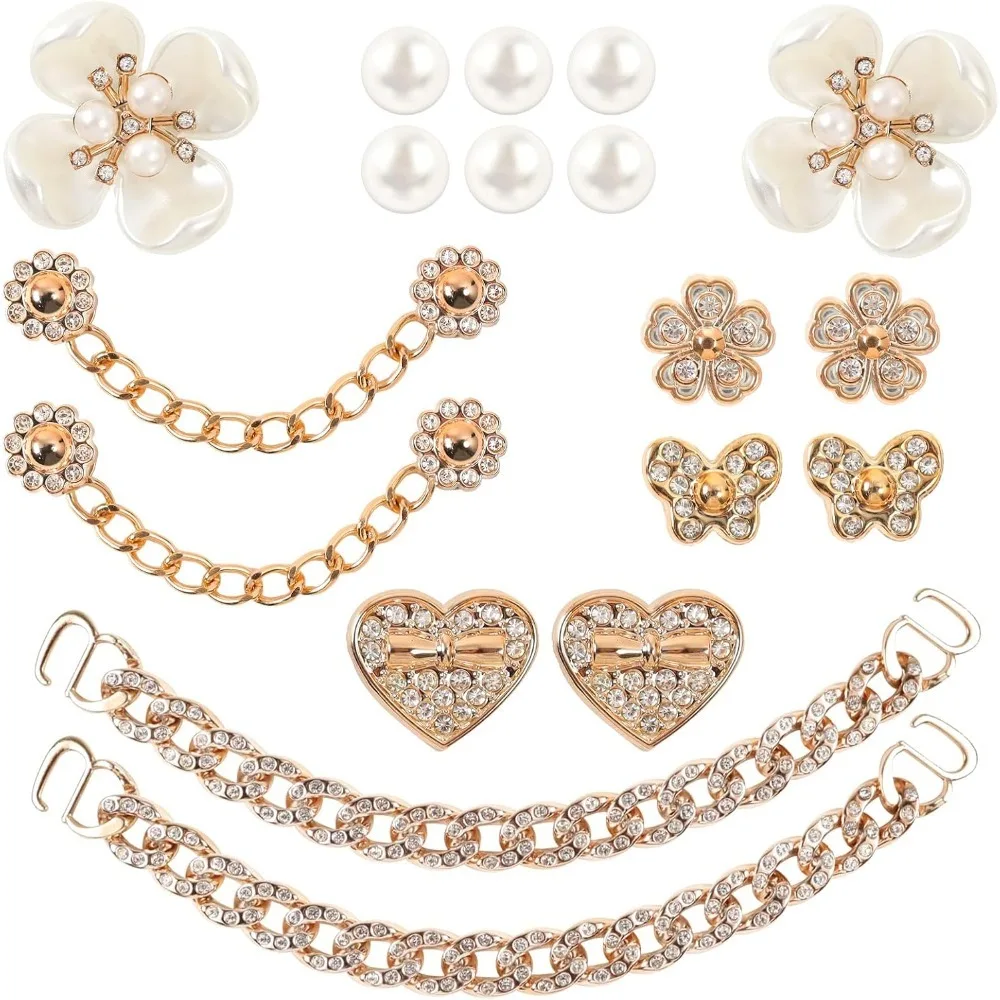 

18 Pcs Bling Shoe Charms Bling Chain Shoes Charms Accessories for Women Pearl Flower Clog Shoes Decoration Crystal Rhinestone Shoe Charm Cute Decor for Party Birthday for Her