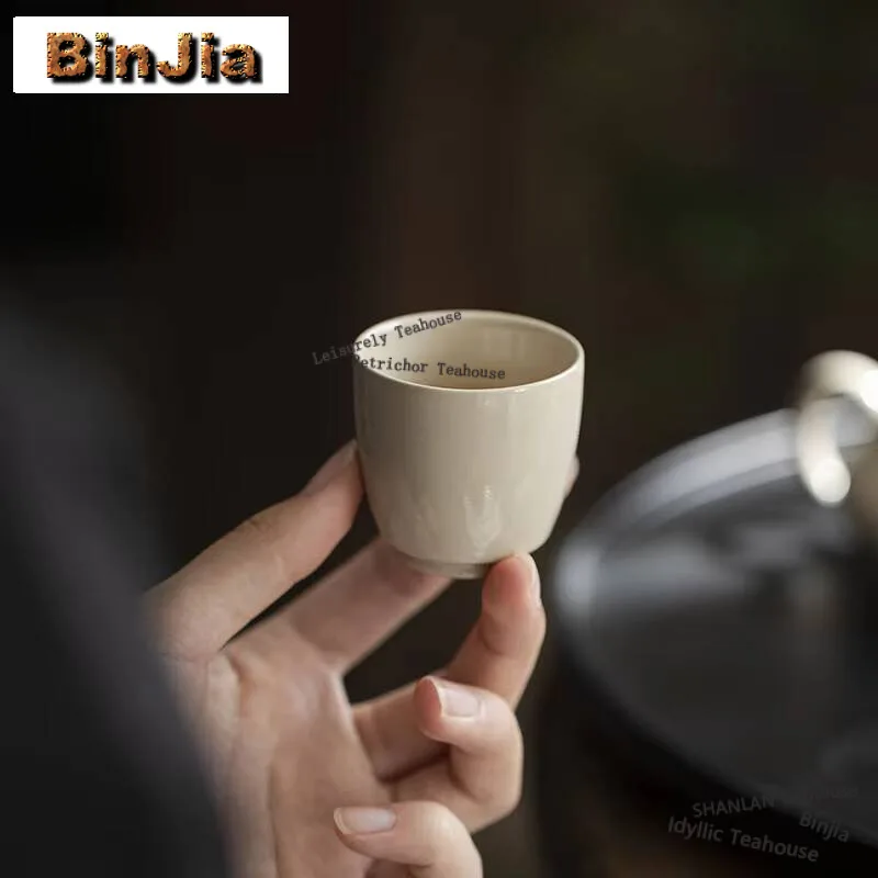 2pc/set Retro Earth Colored Ceramic Tea Cup Thin Body Gray Single Master Cups small Meditation Cup Japanese Kung Fu Tea Set