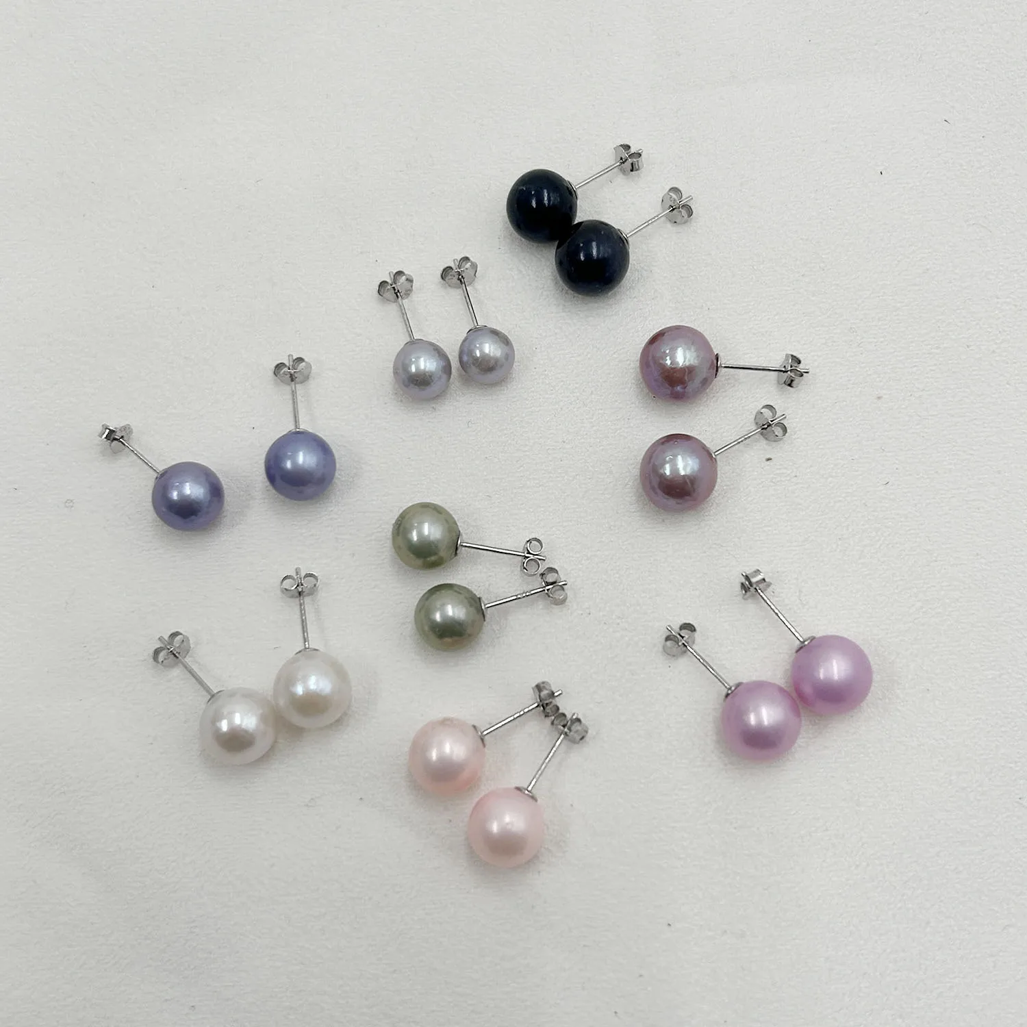 925 Sterling Silver Freshwater Pearl Stud Earring 8-9mm AAA Quality round Natural Pearl Jewelry