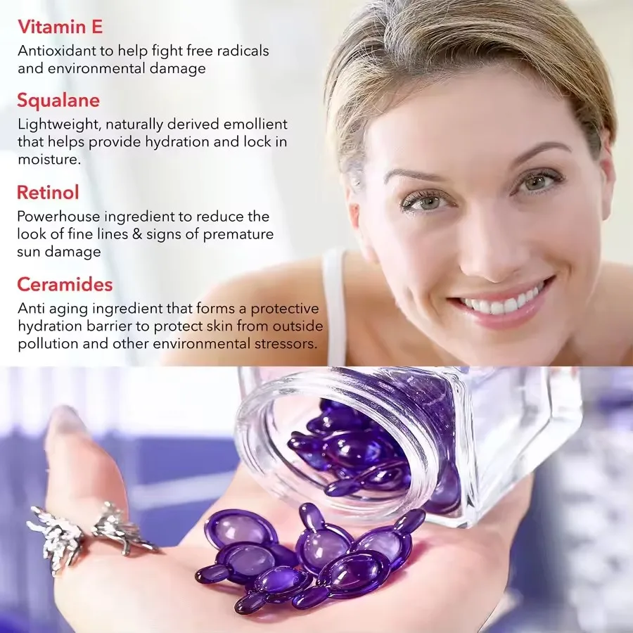 500mg*30 Capsule Squalane Anti-aging Repair Acne Marks Removes Red Blood Shrinks Pores Essence Tightens Face Serum Skin Care Set