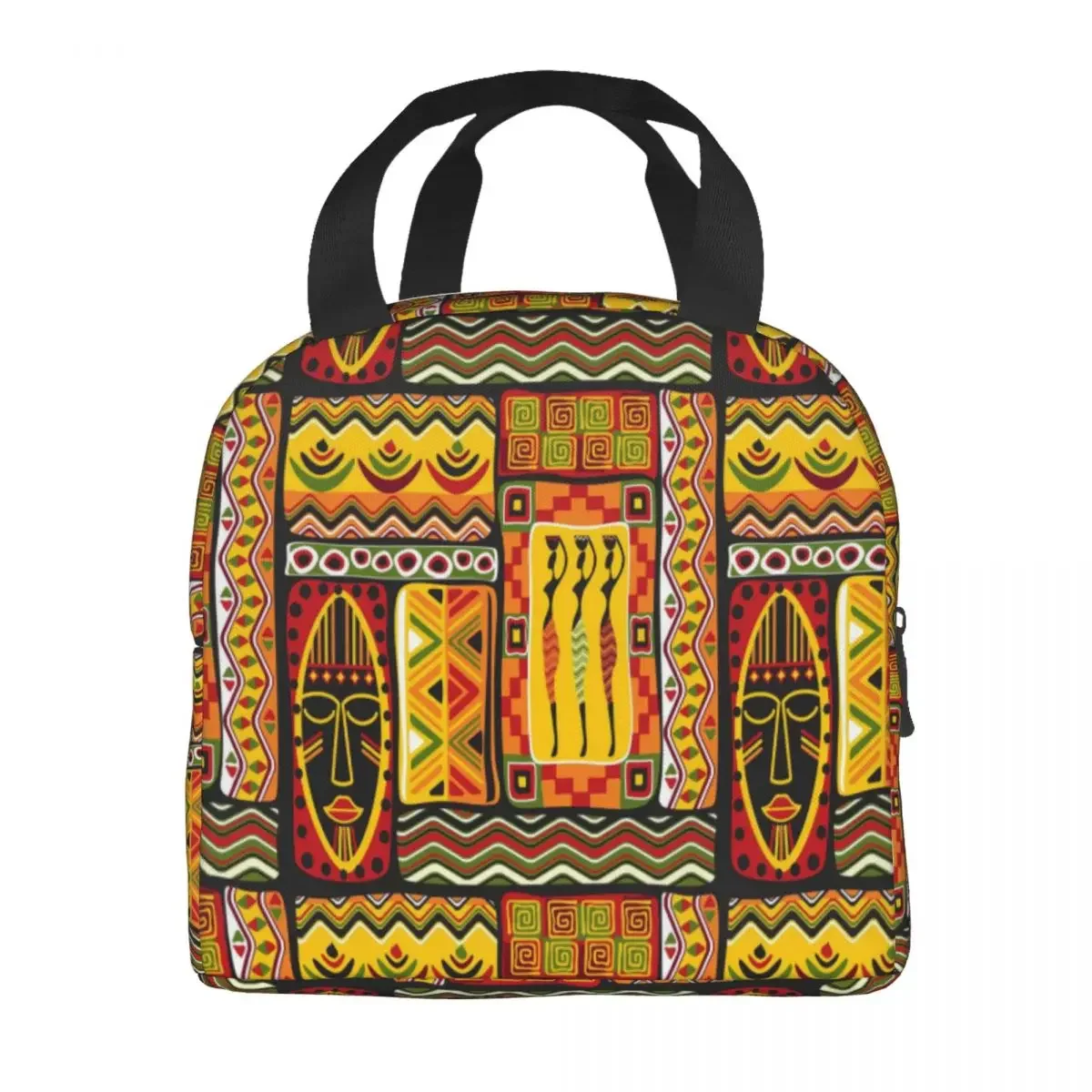 Borsa termica per il pranzo con motivo a elementi africani per le donne Africa cultura etnica Cooler Thermal Bento Box Work School Travel