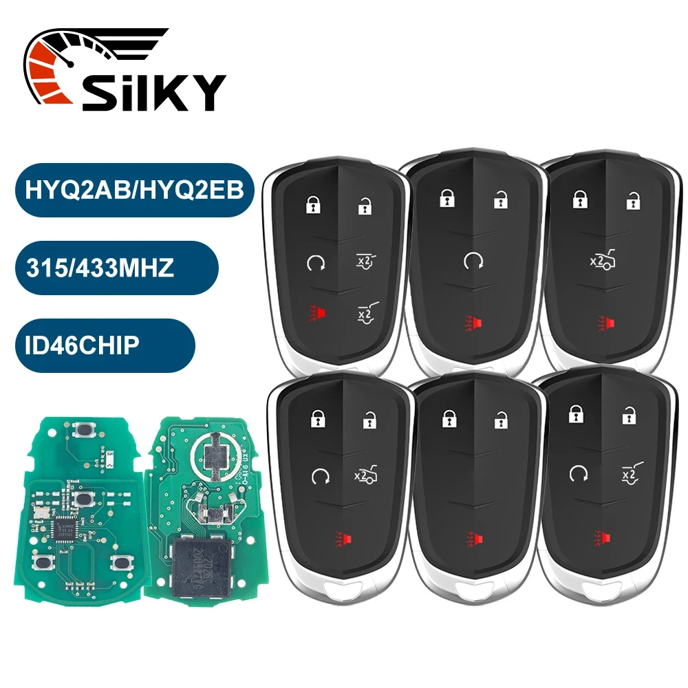 

SilKY HYQ2AB HYQ2EB Remote Smart Car Key For Cadillac Escalade ESV ATS CTS SRX XTS 315/433MHZ ID46 PCF7937E 3/4/5/6 Buttons