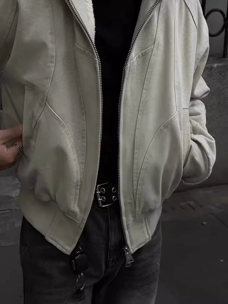 Męska kurtka z kapturem, ocieplana, bawełniana, zimowa, ciepła, robocza, młodzieżowa, modna, codzienna, długa, zapinana na zamek...