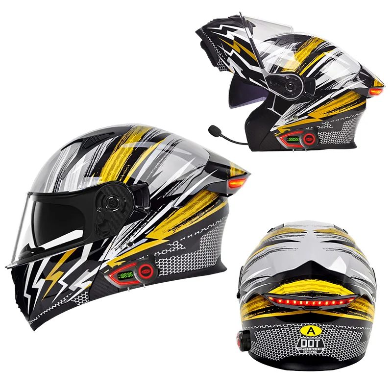 Factory Wholesale ABS Material LED Intelligence Tail Light Motorcycle Helmet with Bluetooth Dual Lens Motorcycle Flip up Helmet - AliExpress 201355758 Factory Wholesale ABS Material LED Intelligence Tail Light Motorcycle Helmet with Bluetooth Dual Lens Motorcycle Flip up Helmet - AliExpress 201355758