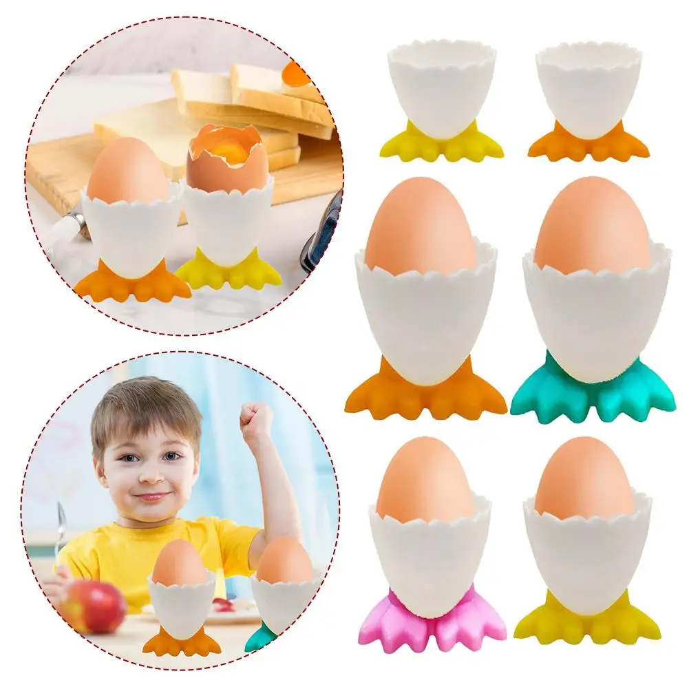 Cute Egg Cup Holder Feet Shape Hard Soft Boiled Eggs Stand Tray Container Breakfast Kitchen Dining Gadget Accessory