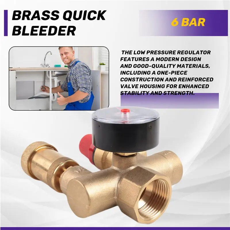 A68P-Safety Group Pressure Relief Valve Boiler, DN25 Brass Quick Bleeder With Pressure Gauge For Home,Hotel,Heating System