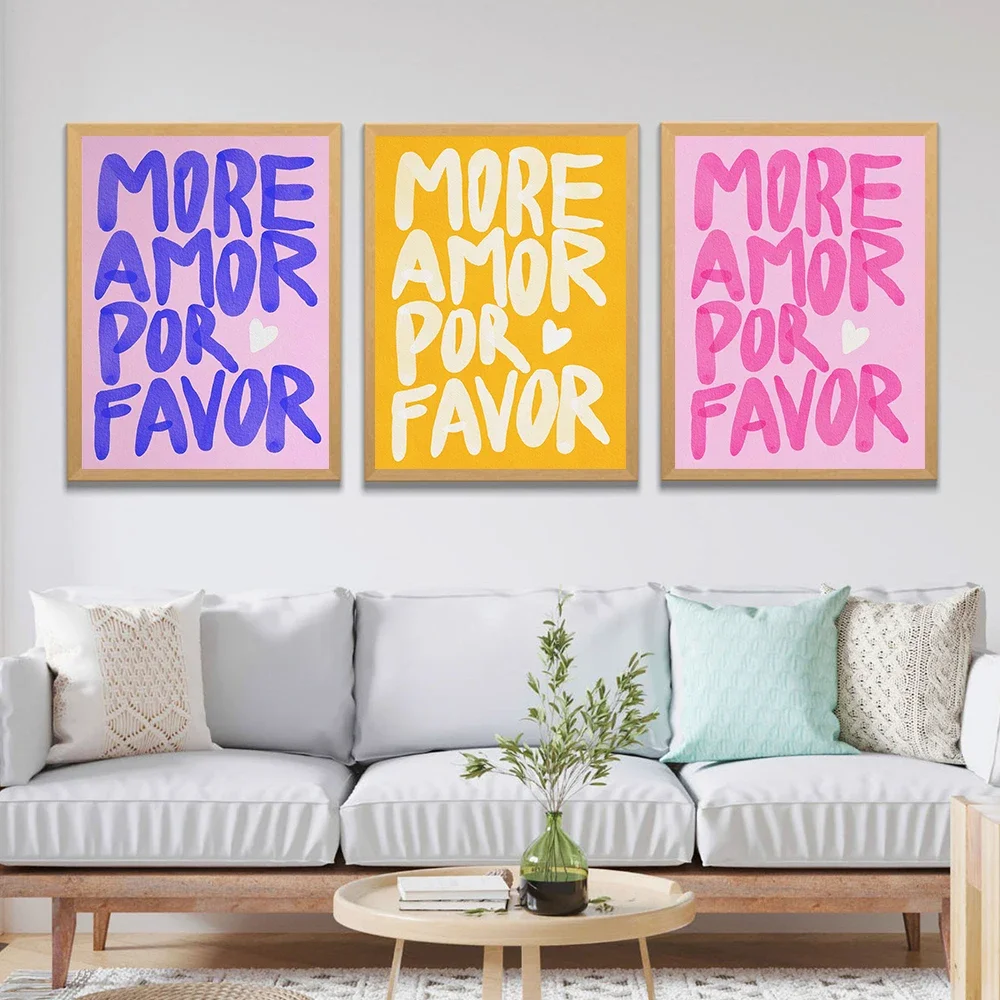 Scandinavian Simple Wall Art Maximalist More Amor Por Favor HD Canvas Poster Prints Home Bedroom Living Room Decoration