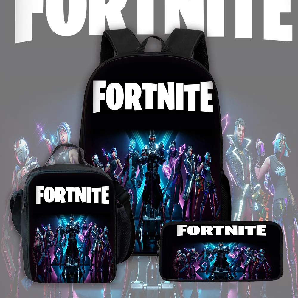 

Hot Game Child School Backpack with Lunch Bags ,Design-F-FortniteS Pencil Bags ,School Bags for Boys Girls Best Gift