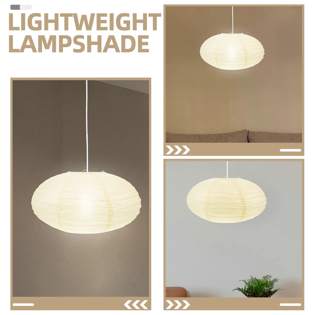 2 Pcs Foldable Paper Lantern Lampshades Hanging Pendant Light Covers Simple Color Home Decor Replacement Soft Light Barrier Easy