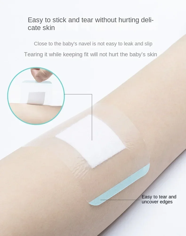 Parche de ombligo para bebé, cinta transparente de película de PU, adhesivo de yeso, cinta de fijación impermeable, Parche de protección Umbilical, vendajes de Bandaids