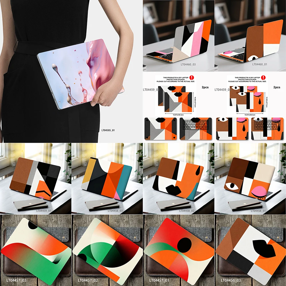 Modern Geometric Portrait Laptop Skin, Removable Anti-scratch Decal for MacBook Air Pro HP Dell Lenovo Asus