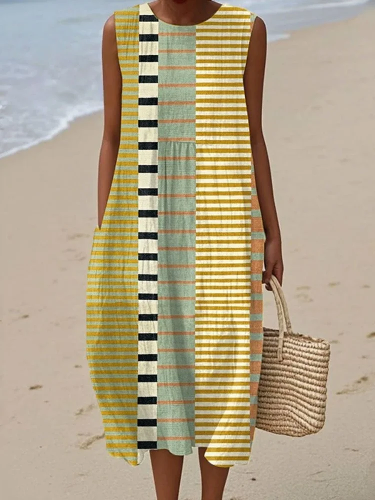Vestido Midi Geométrico Talla Grande - usage example