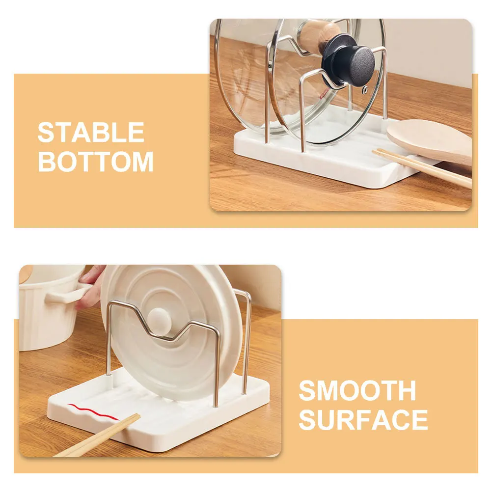 

Pot Lid Organizer Stainless Steel Spoon Rest Cooking Utensil Holder Kitchen Rack Pan Cover Stand Cutting Board Storage