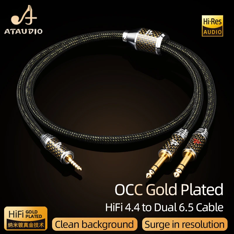 HiFi 4.4mm to Dual 6.5mm Cable for Speaker Mixer Amplifier OCC Gold Plated Y Splitter 4.4mm Male to Dual 6.5mm TRS Jack Adapter