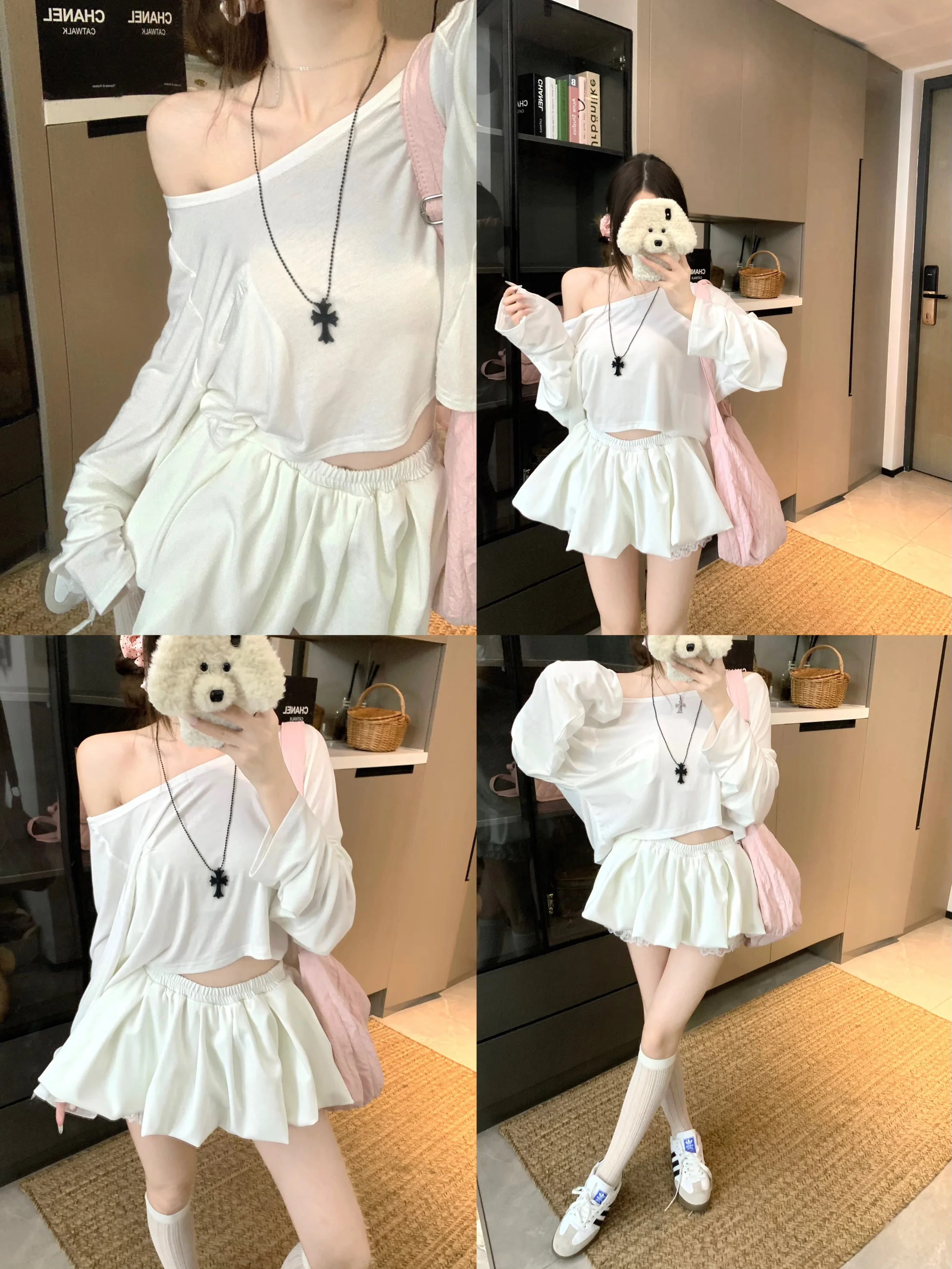 

Spring 2025 Women's ort ter T-irt Skirt Set Pure Desirable Spicy Girl Flower Bud High Waist Skirt Faionable Two...