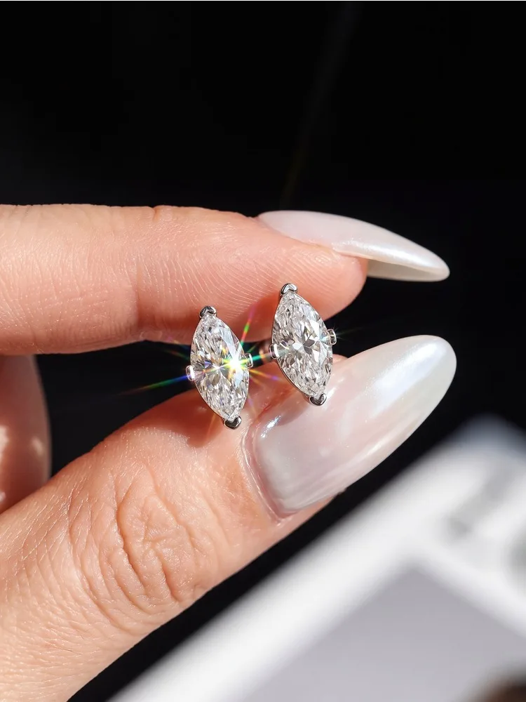 Elegante, schlichte 0,5ct Moissanit-Diamant-Marquise-Ohrringe für Damen, Hochwertiger Modeschmuck für Jubiläumsfeiern – Detail 1