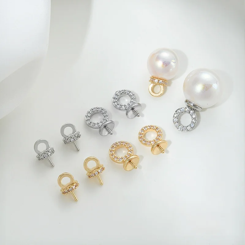 14K Gold Plated Hollow Crown Design Pearl Pendant Mounting,Beads End Caps Peg Bails,Suitable For DIY Pearl Jewelry Crafts