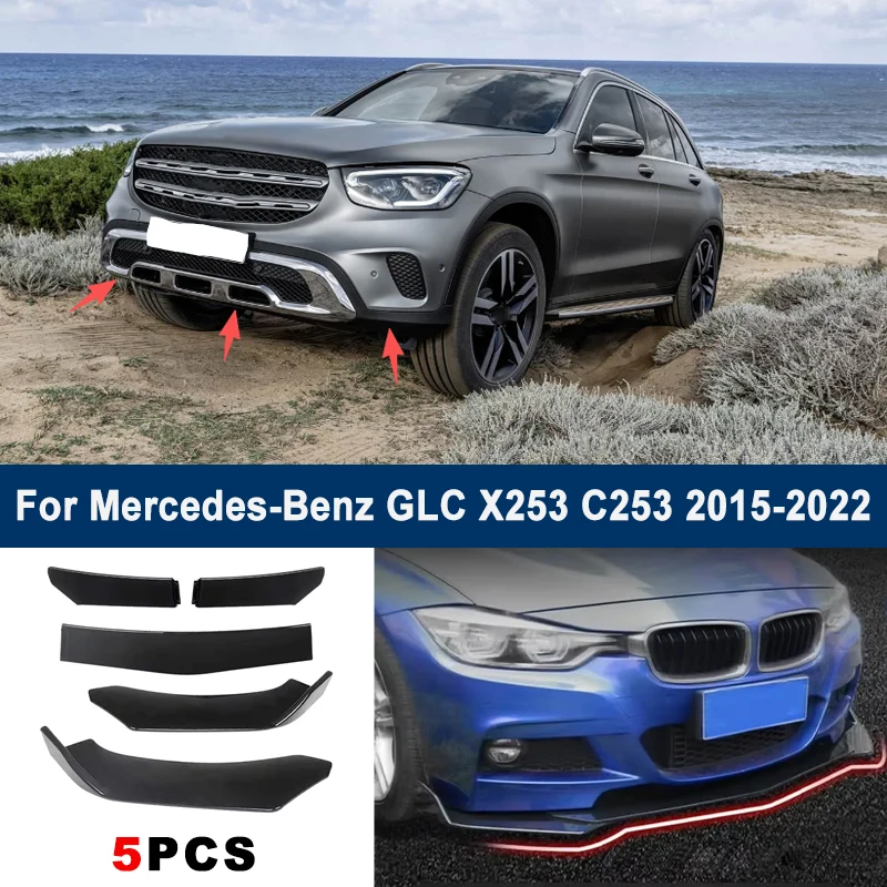 

Adjustable 5Pcs Sectional Front Spoiler Lip For Mercedes-Benz GLC X253 C253 2015-2022 Front Bumper Splitter Sport Body Kit