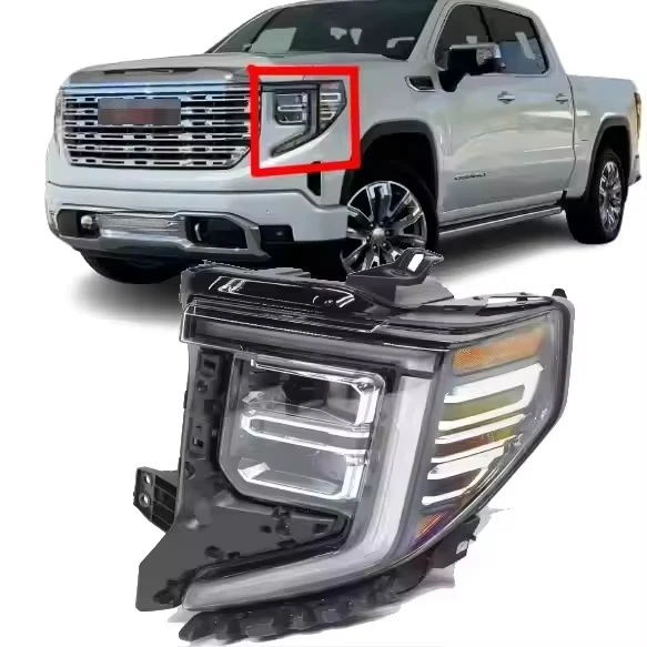 2 PCS 2022-2024 OEM LED Headlight for GMC Sierra 1500 Denali Cool White 6000K Front Position New Condition 12V Headlamp Model GS
