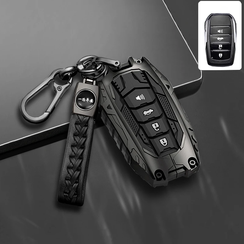 

Zinc Alloy Car Key Fob Case Cover Keychain For Toyota Corolla Cross Prius Yaris Mirai Hilux Venza Sienna Tundra Highlander