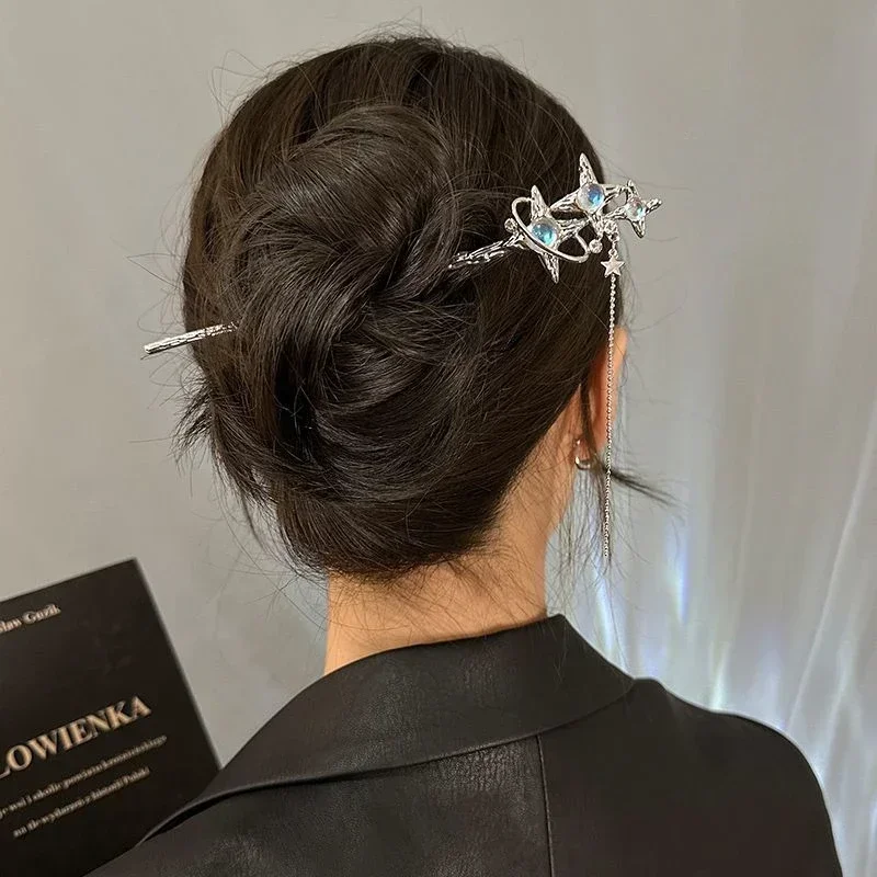 Cold Female Starry Sky Moonlight Stone Tassel Hairpin New Chinese Modern Hairpin Headwear Ancient Style Hairpin