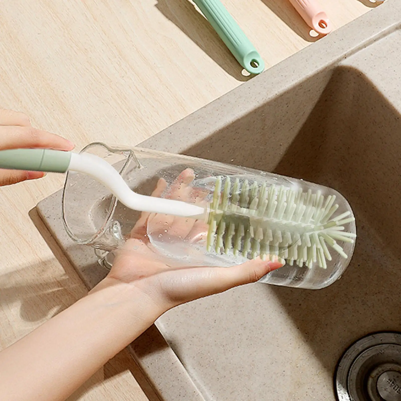 Baby Bottle Brush Set Multifunctional Cup Cleaning Kit Non-Scratch Baby Bottle Brush Set for Travel Picnic Dormitory Nursery