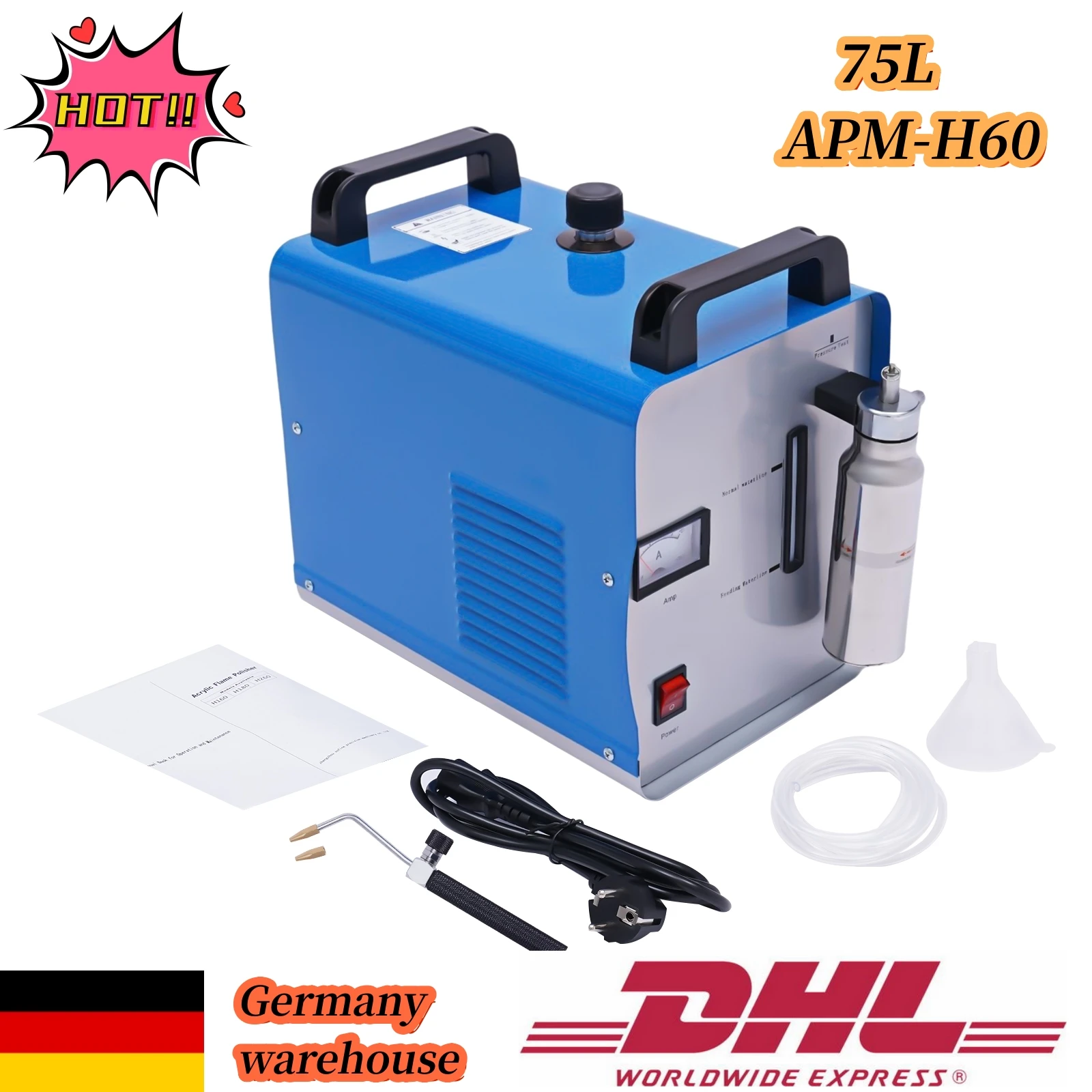 75L H160 Oxygen Hydrogen HHO Gas Flame Generator Acryl Polishing Machin Polisher Water Welding Machine