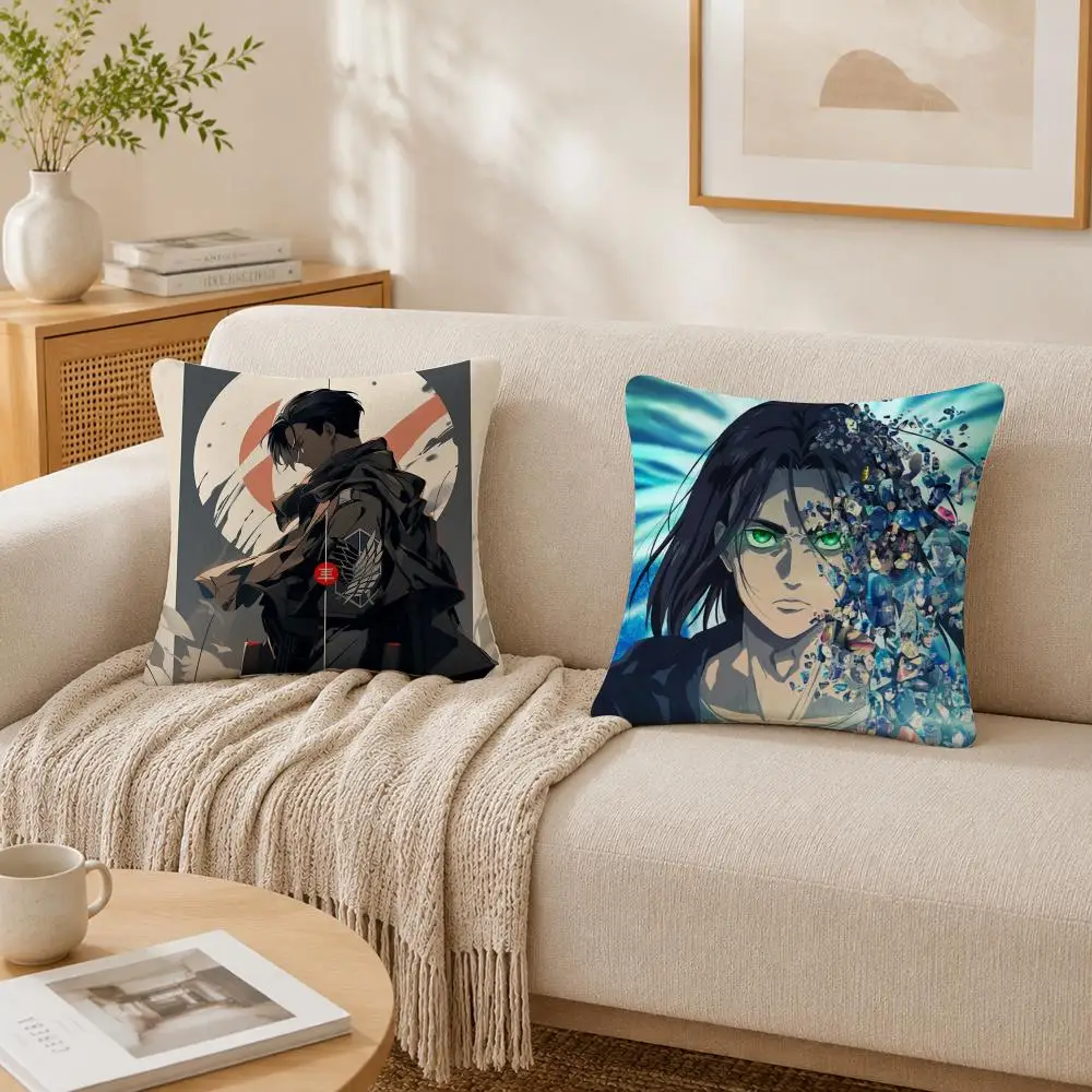 Hot Anime A-Attack-On-Titan Cushion Cover Plush Decorative Pillow Case With Hidden Zipper Fashion Room Decor For Home