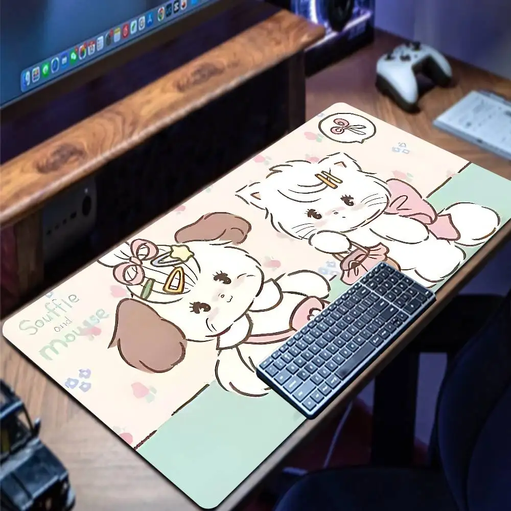 M-MikkoS Cat Kawaii Mousepad Premium Mauspad mit Rastkante, Geschwindigkeits-Mauspad, ultrafeine Oberfläche, Schreibtischunterlage