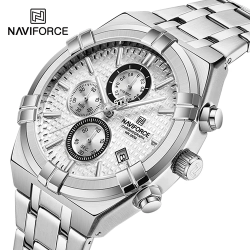 Imagen 2 del producto NAVIFORCE, cronógrafo de cuarzo para hombres de negocios, elegante, salvaje, resistente al agua, indicador de fecha, reloj de pulsera para hombre, relojes de hombre de alta calidad NF8042
