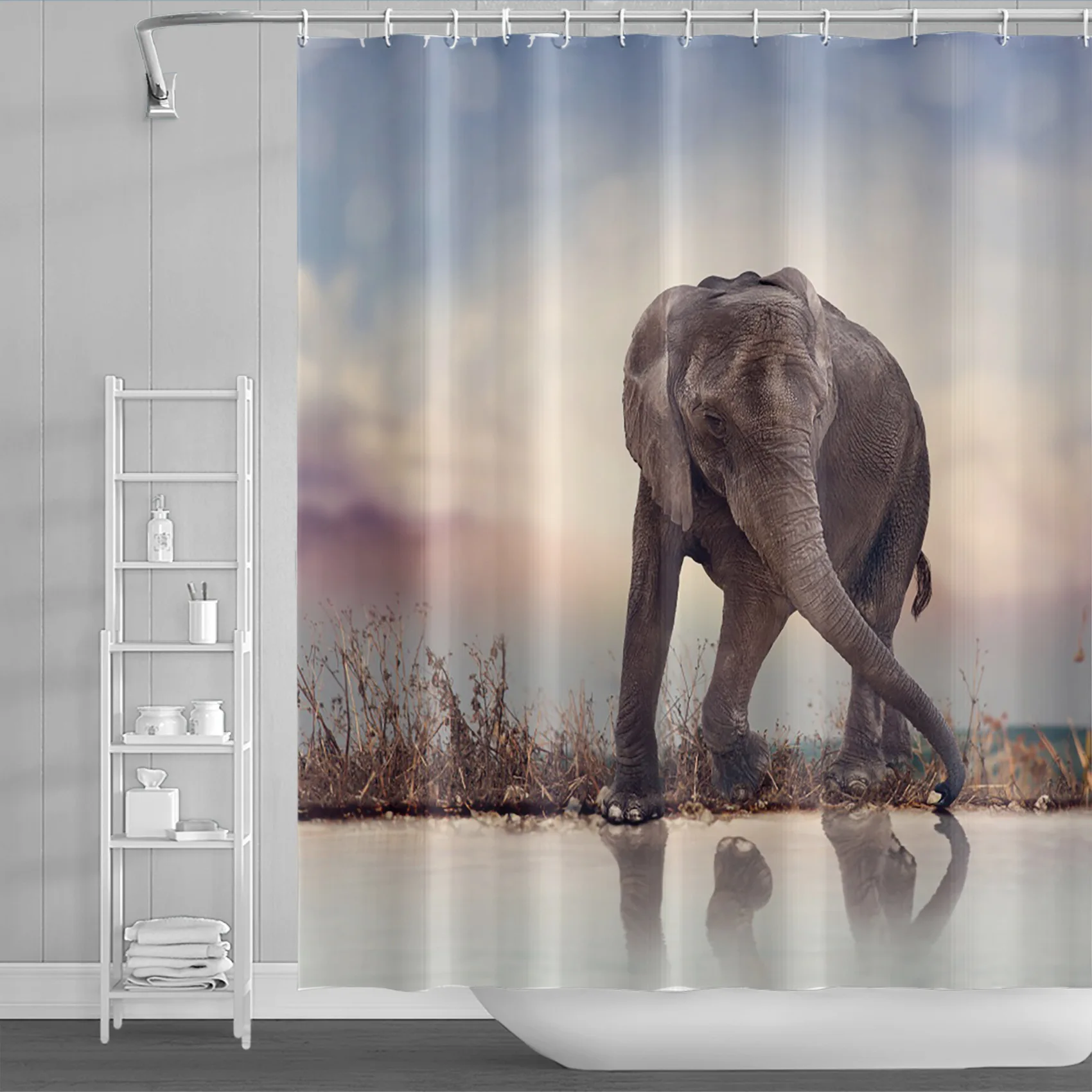 Black Bear Shower Curtain Wild Animal Forest Farmhouse Rustic Hunting Adventure Men Boys Polyester Fabric Bathroom Curtain Sets