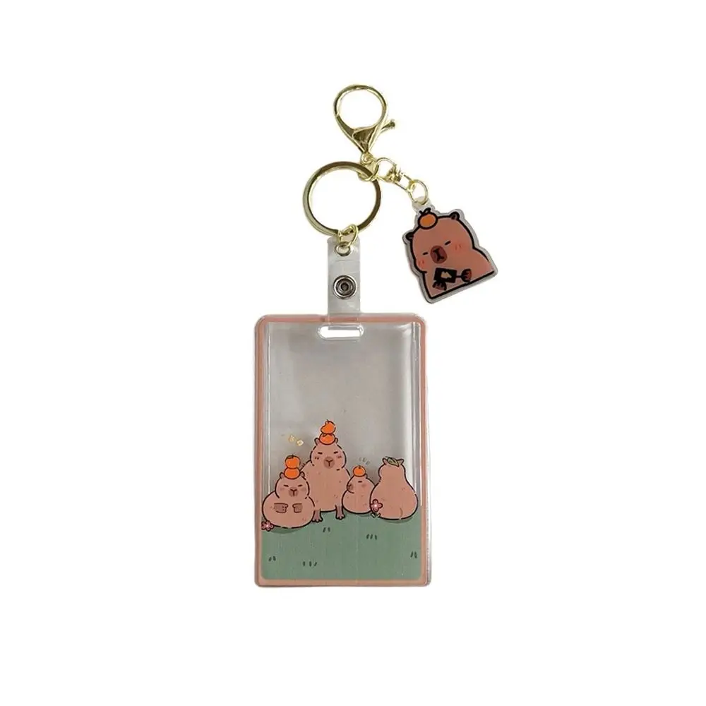 Capybara-Porte-clé à la mode, étui de protection, porte-carte JOBus, couverture de carte d'identité en PVC, pendentif Kawaii, école