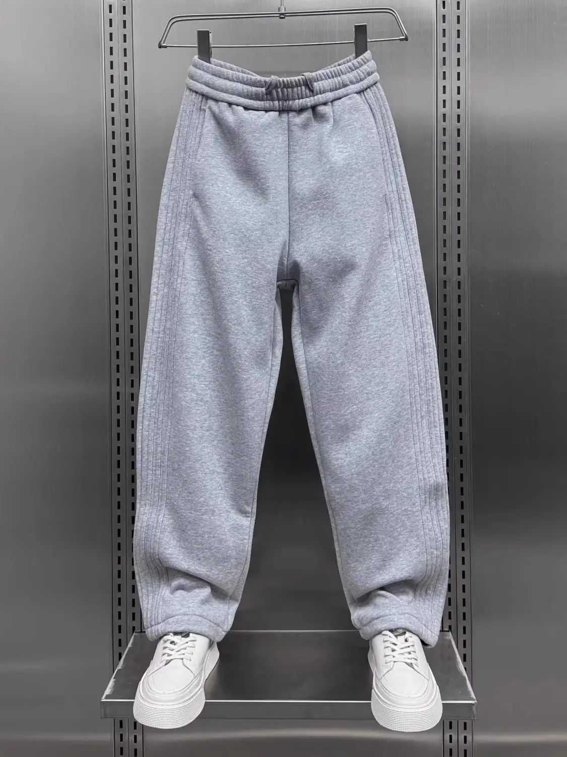 

Trendy Bean Paste Purple Straight Leg Casual Pants Men's Spring New Sle Fce Lined Loose Long Trousers Autumn Winter