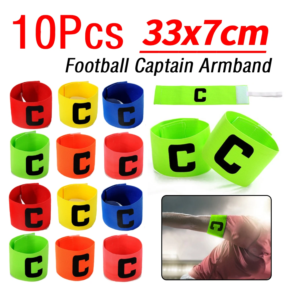 

10Pcs Leader Match Football Armband Professional Captain Arm Band Bracelet Nylon Adjustable Bright Color Soccer Training Gear