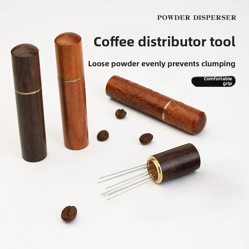 Wood Stainless Steel Coffee Powder Tamper Espresso Powder Stirrer Distributor Leveler WDT Tool Cafe Stirring Barista Accessories view 3