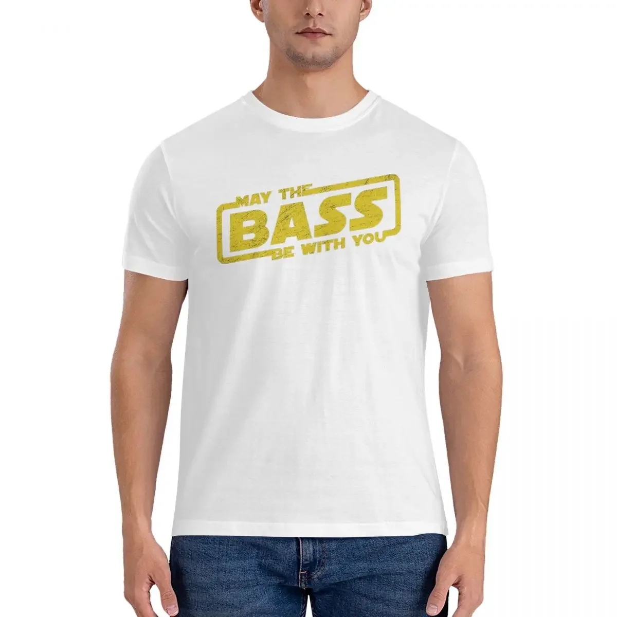 May The Bass Be With You - Electro Party Techno EDM T-Shirt Cotton Plus Size T Shirts Men's Short Sleeve Crew Neck Tops S-6XL