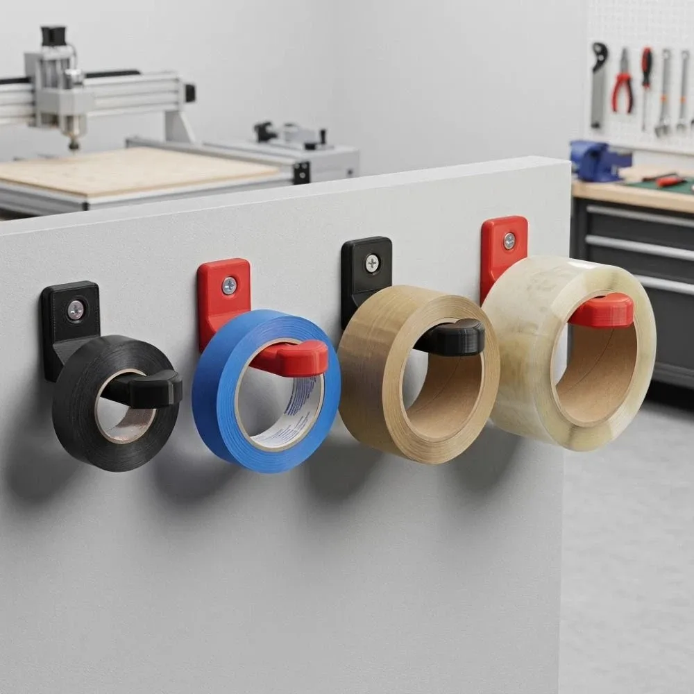 2PCS Simple 3D Printing Wall Mounted Tape Racks Plastic Rustproof Tape Storage Rack Heavy Duty Keys Holder Garage