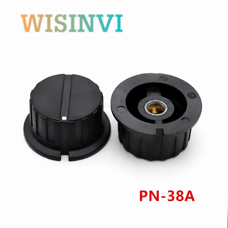 2PCS PN series knob cap Black Plastic Copper Core Knob Cap instrument adjustment knob capRound Hole 6.35mm