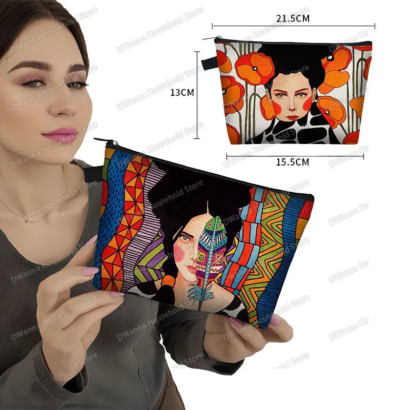 Fashion Europe Retro Lady Oil Painting Storage Bag Women Beauty Makeup Bags Lipstick Small Pouch Ladies Toiletry Cosmetic Case