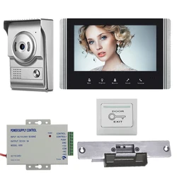 7'' LCD Video Door Phone Intercom Systems Via indoor unit Open Door Electron Lock Access Control & Power Unit