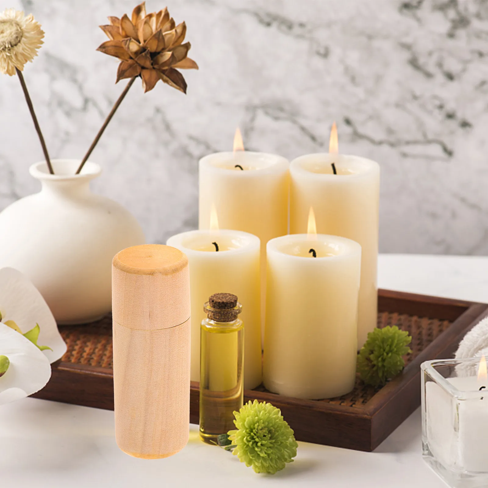 Wooden Essential Oil Box Single Bottle Storage Holder Desktop Organizer for Essential Oils Perfume Aromatherapy Gift Eco - view 2