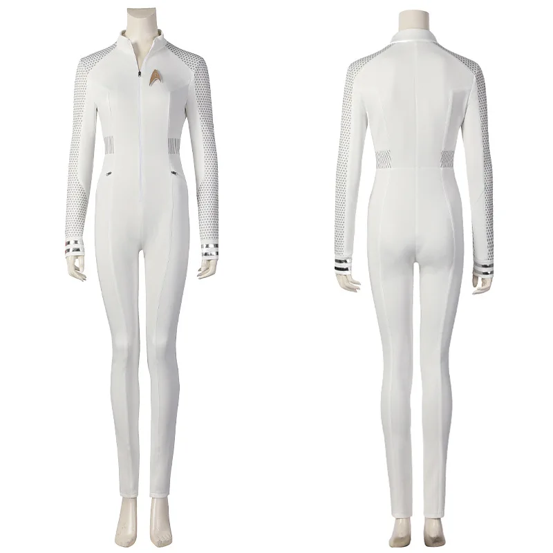 

Halloween Carnival Strange New Worlds Cosplay Nurse Chapel Costume Female Member Uniform Heroine White Jumpsuit With Badge